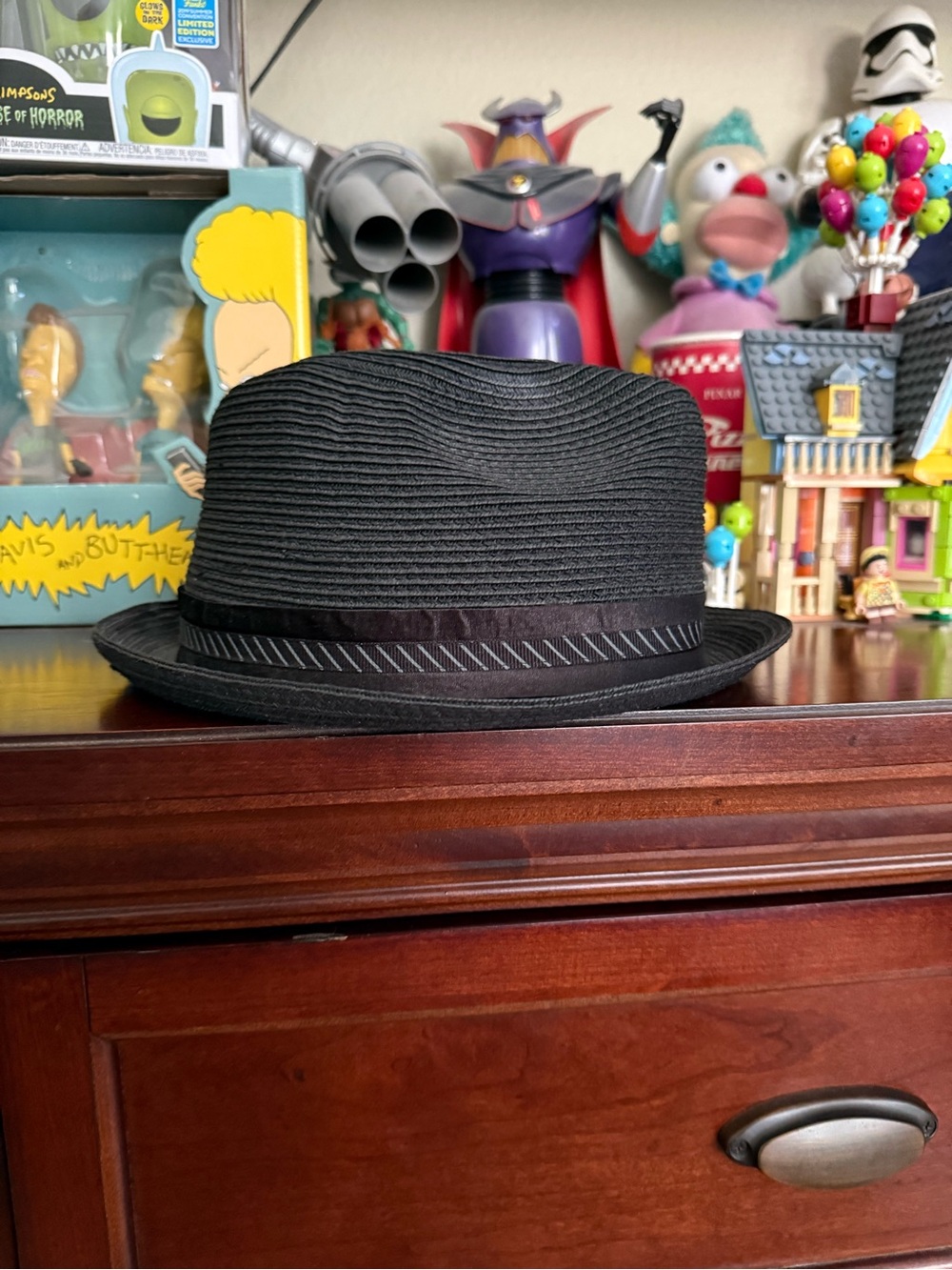 Billabong Black Straw Trilby Hat with Pinstripe Band